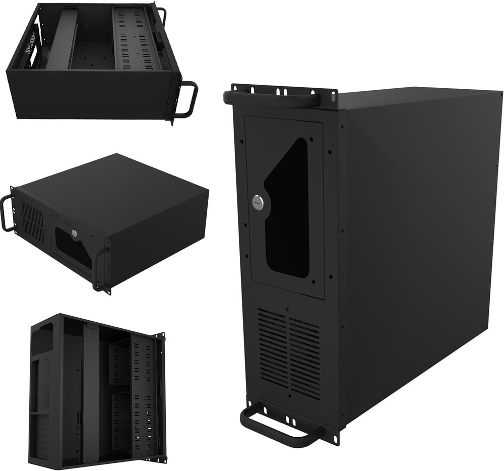 Lockable 4U Server Cabinet Case - Rackmount Chassis with 7 PCI Slots
