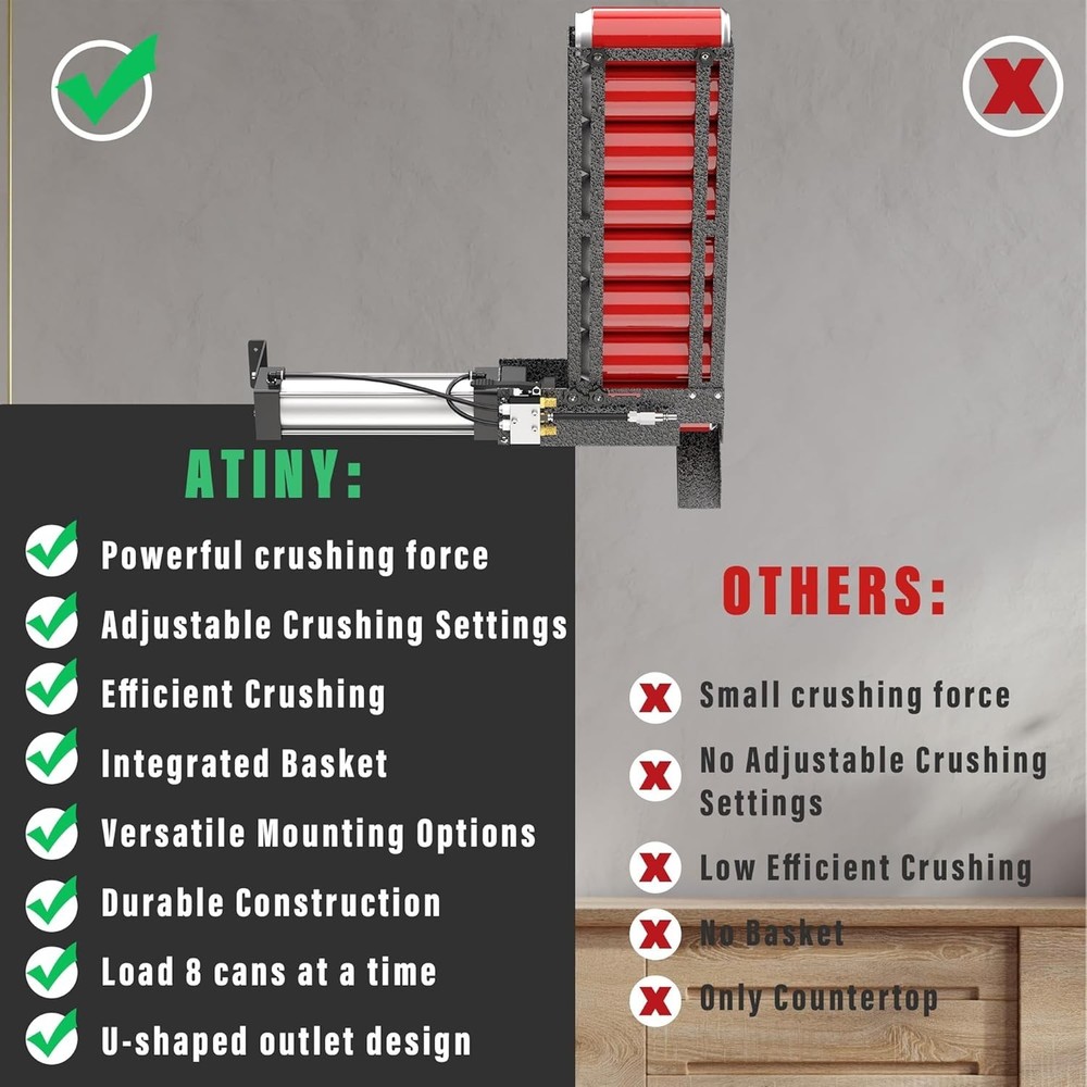 Heavy Duty Wall-Mounted Can Crusher - Efficient and User-Friendly Recycling Tool