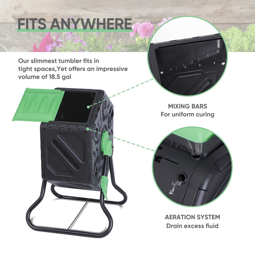 18.5 gallons Compact Single Chamber Outdoor Compost Bin Tumbling Composter