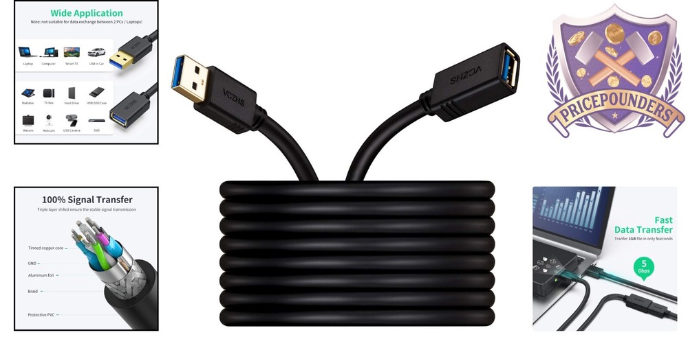 USB Extension Cable 25ft, 3.0 High Speed for Mouse, Printer, Webcam, Flexible