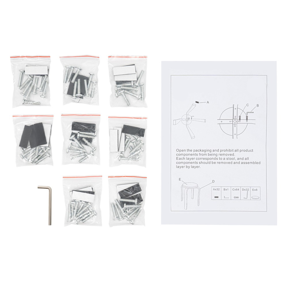 Stackable Stools, Stackable Round Stools, Set of 8 Stacking Wooden Stools NEW