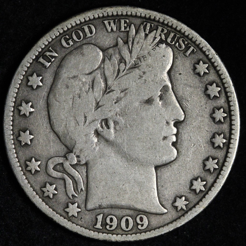 1909 Barber Silver Half Dollar VF E318 DSEN