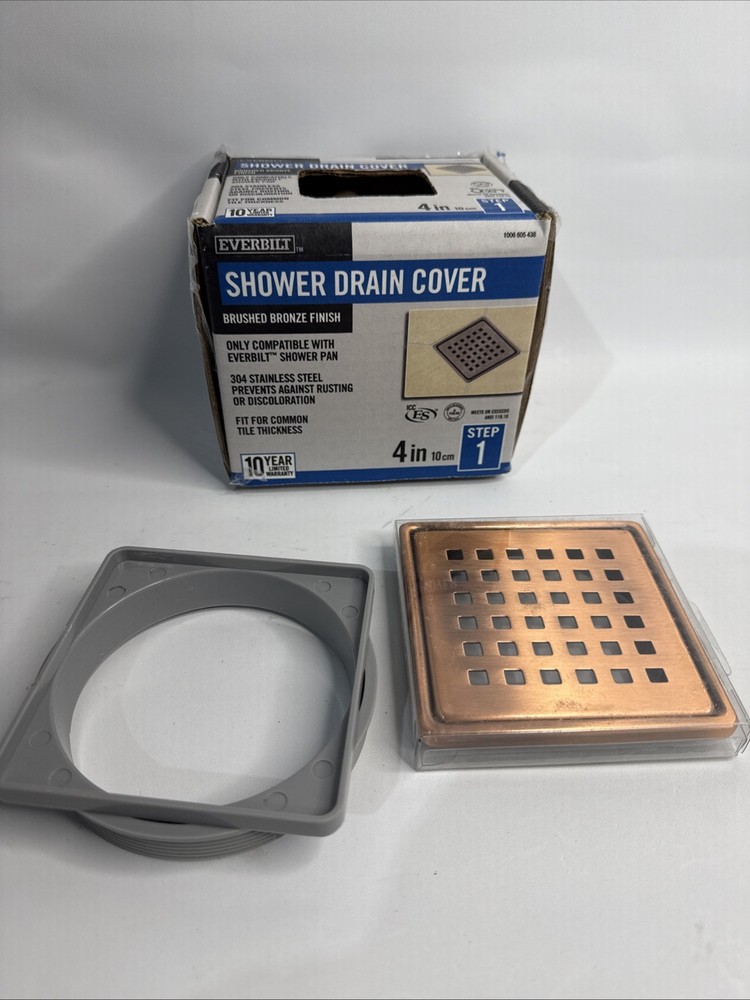 Everbilt Watershield Shower System 4 in. Bronze Square Grid Drain Grate