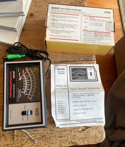 SEARS TACH/DWELL/VOLTMETER-NEW/OLD STOCK-IN BOX,MANUAL-MODEL 161.216500-USA MADE