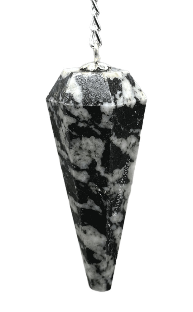 Black & White Tourmaline Dowsing Crystal Pendulum