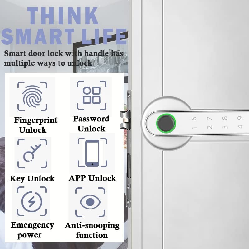 Smart Fingerprint Door Lock Biometric Door Lock With Handle & App Control
