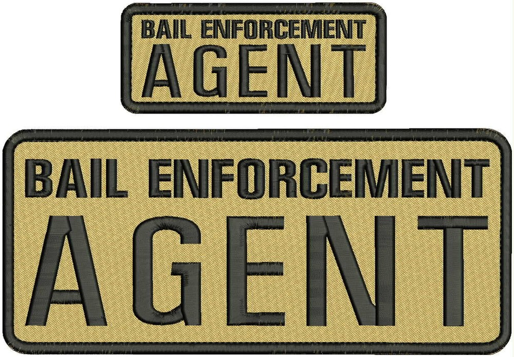 BAIL ENFORCEMENT AGENT EMB PATCH 4X10 AND 2X5 HOOK ON BACK TAN/BLACK