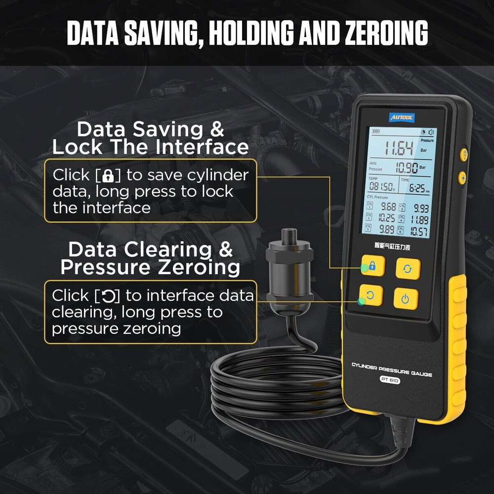 Petrol Engine Cylinder Compression Tester Kit Digital Petrol Engine Gauge 426psi