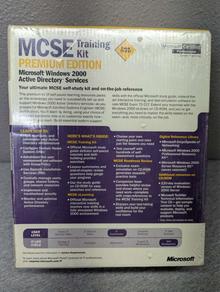MCSE Exam 70-217 Microsoft Windows 2000 Active Directory Services - Sealed