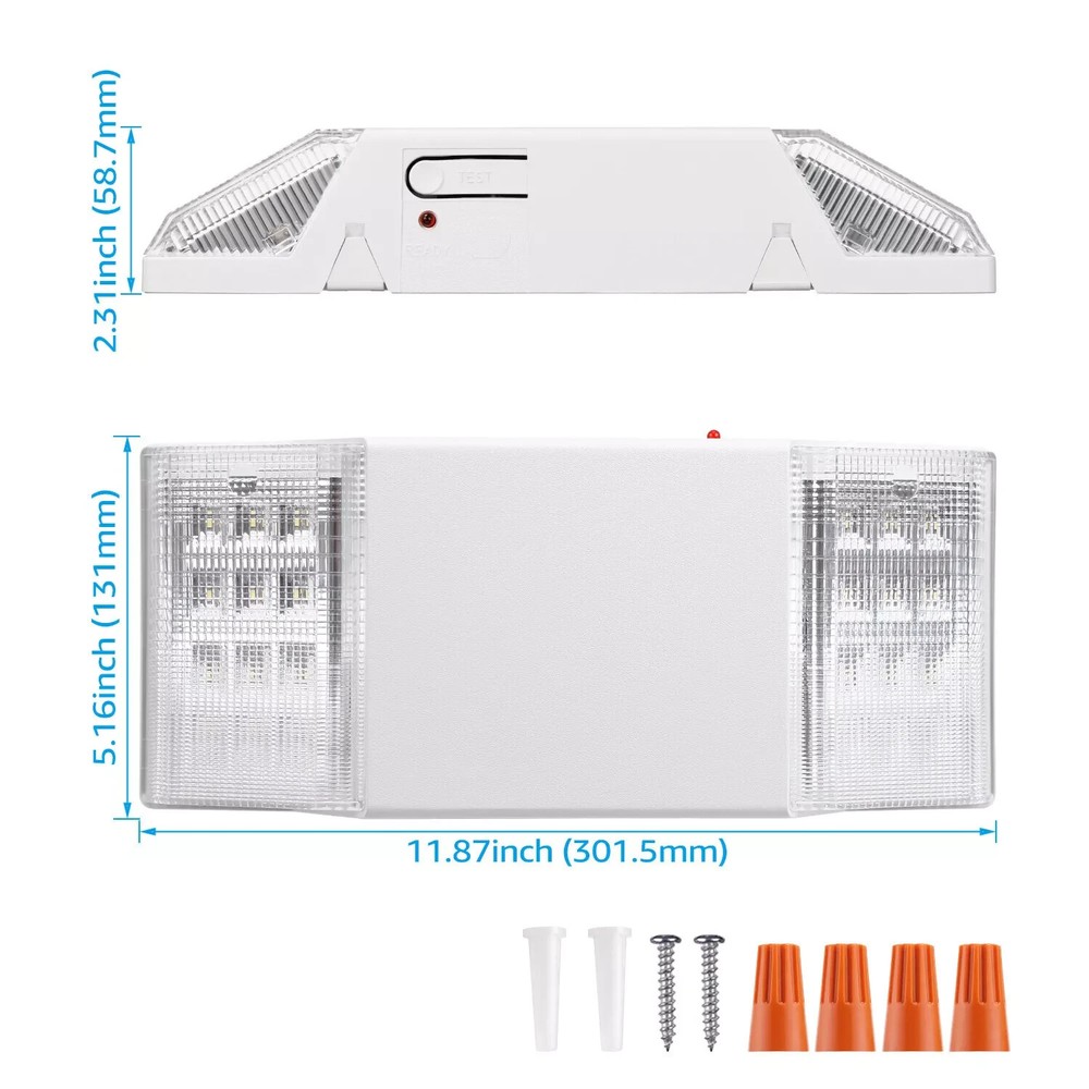 8 Pack LED Emergency Exit Light Fixtures, Two LED Square Heads