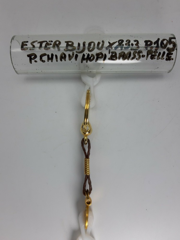 Keychain - Brass/Leather - Brown/Gold-Kiwa- Cod.233 - Ester Bijoux