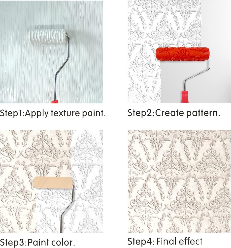 7''Patterned Paint Roller Wall Decoration Classic Brick Embossing Texture Rubber