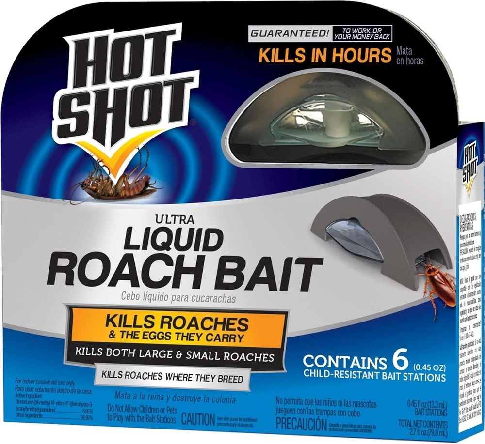 Hot Shot Liquid Roach Bait, Roach Killer, 1 Pack, 6-Count...