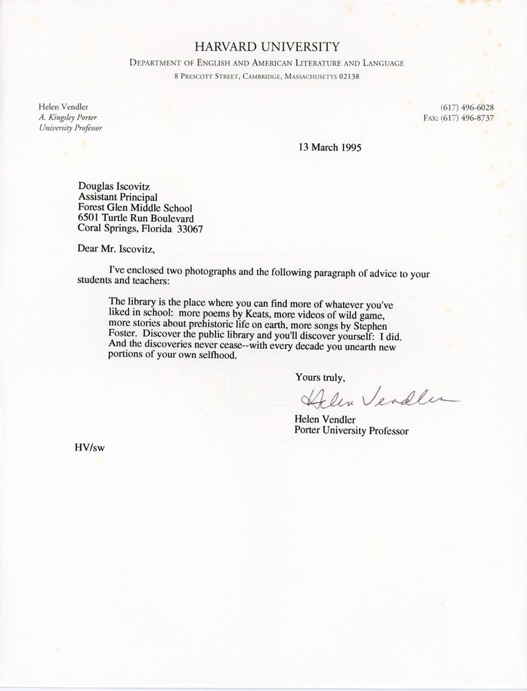 Helen Vendler – TSL (Harvard University)