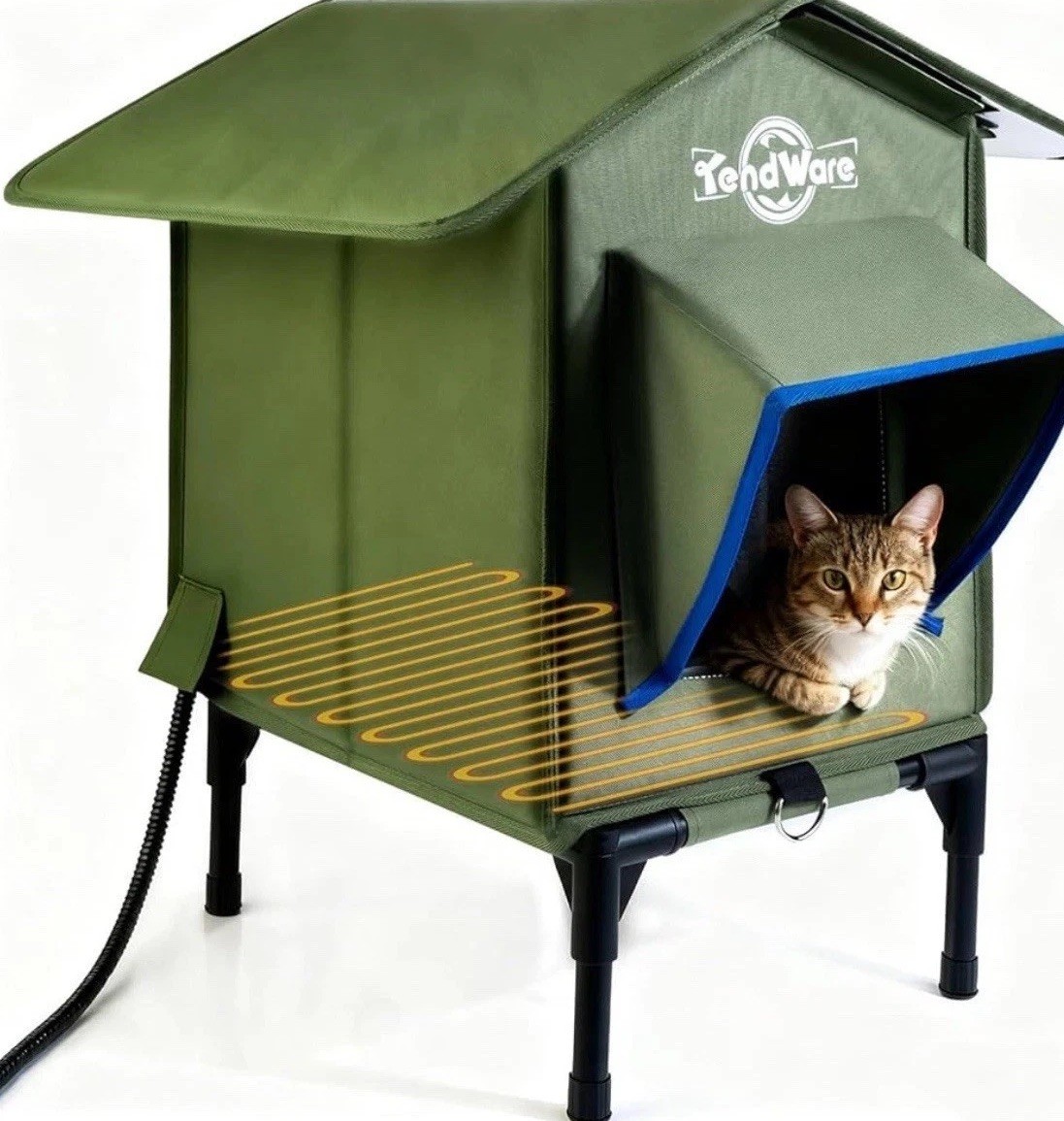 Heated Outdoor Cat House Waterproof Insulated Elevated Shelter for Feral Cats