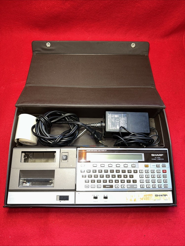 Vtg Sharp PC-1500A Pocket Computer w/ CE-150 Printer/Cassette Interface Turns On