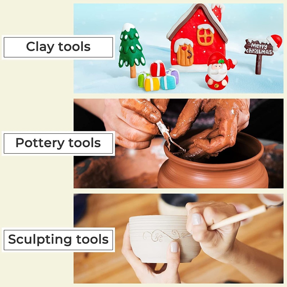 6 Pack Double-Ended Clap Sculpting Tools Clay Pottery Tools for Embossing