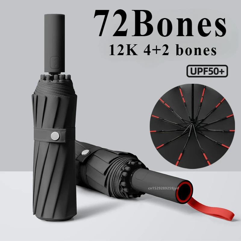 Strong Windproof Automatic Umbrella 72 Bone Sunshade Large Size Uv Protection Fo