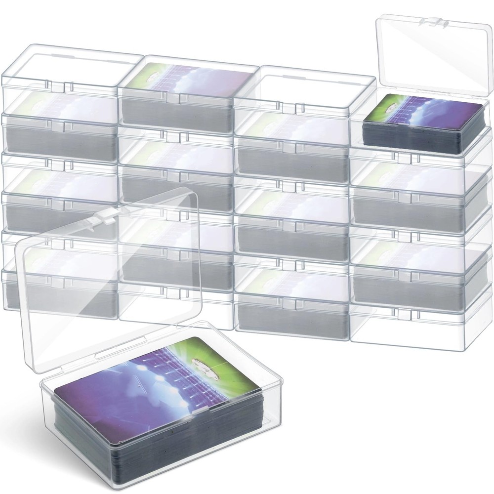 Vicenpal 48 Pcs Playing Card Boxes Clear Plastic Deck Cases Trading Card Storage