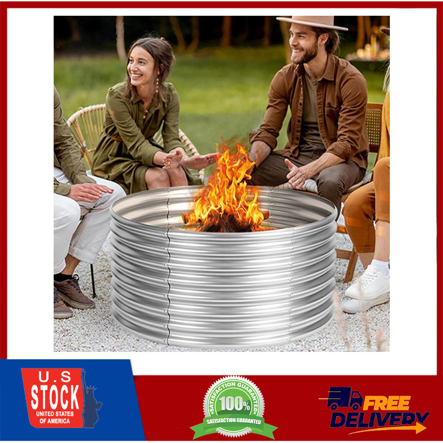 Fire Pit Ring 48 Inch, Raised Height 24 Inch, Fire Ring for Camping, Backyard