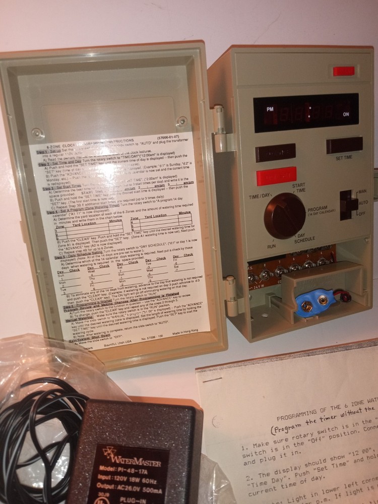 Orbit WATERMASTER Model# 57006 Automatic Sprinkler 6 Zone Timer w Transformer