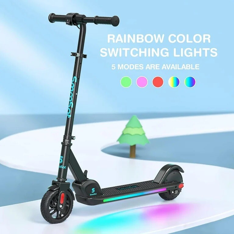 Electric Foldable Scooter, Led Customizable Lights, Adjustable Height And Speed