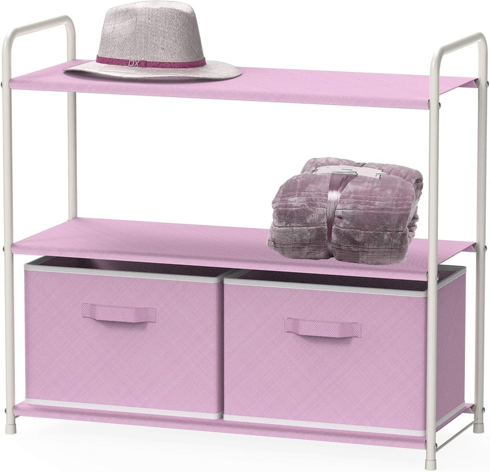 3-Tier Closet Storage W/ 2 Drawers Grey