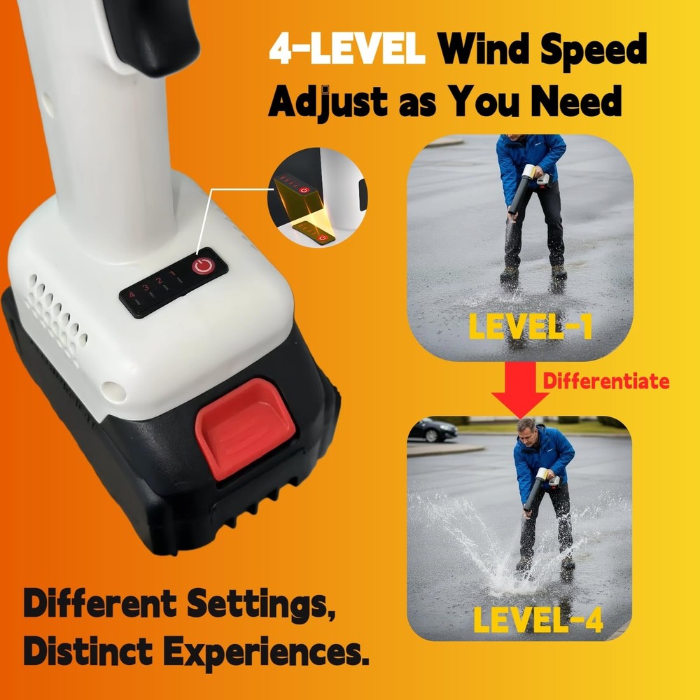 Cordless Leaf Blower Handheld, 4-Speed Variable Speed, 4.0Ah Battery with 2 P...