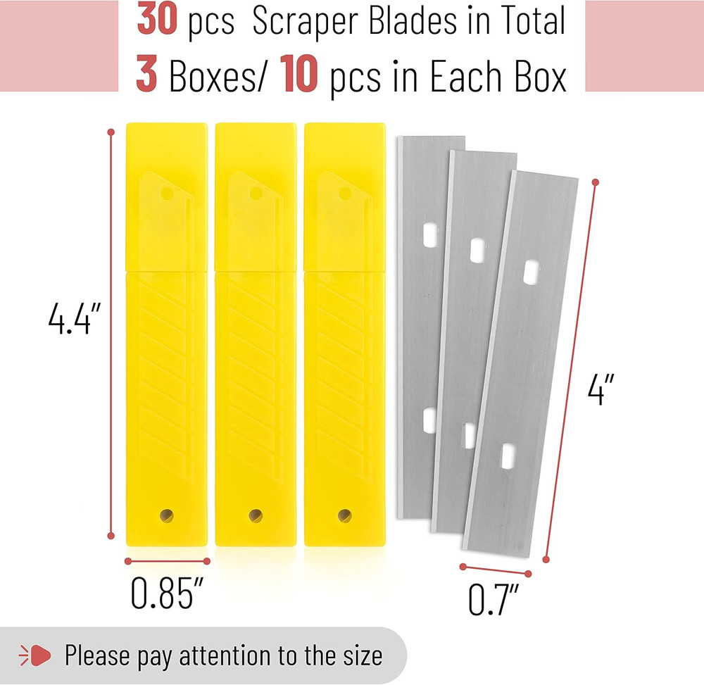 Bates- Replacement Scraper Blades, 4 Inch, 30 Pcs, Scraper Blades, Floor Scra...