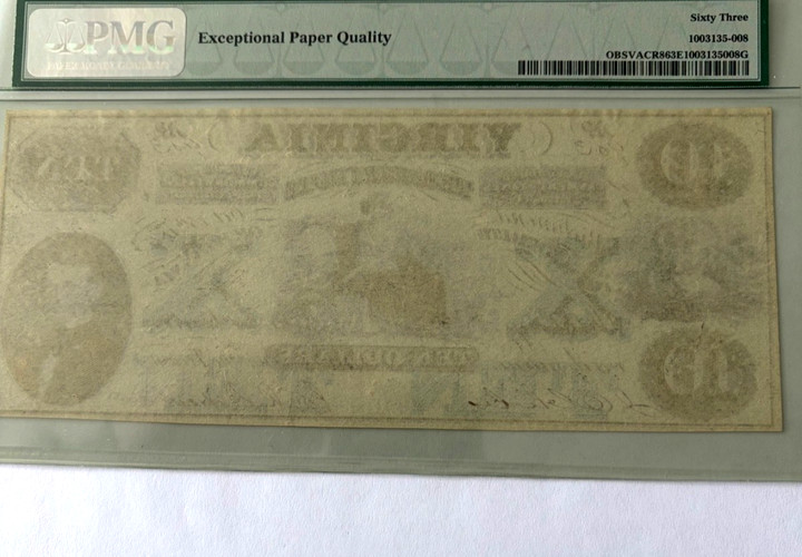 1862 Richmond, Virginia $10 Virginia Treasury Note - PMG 63 EPQ