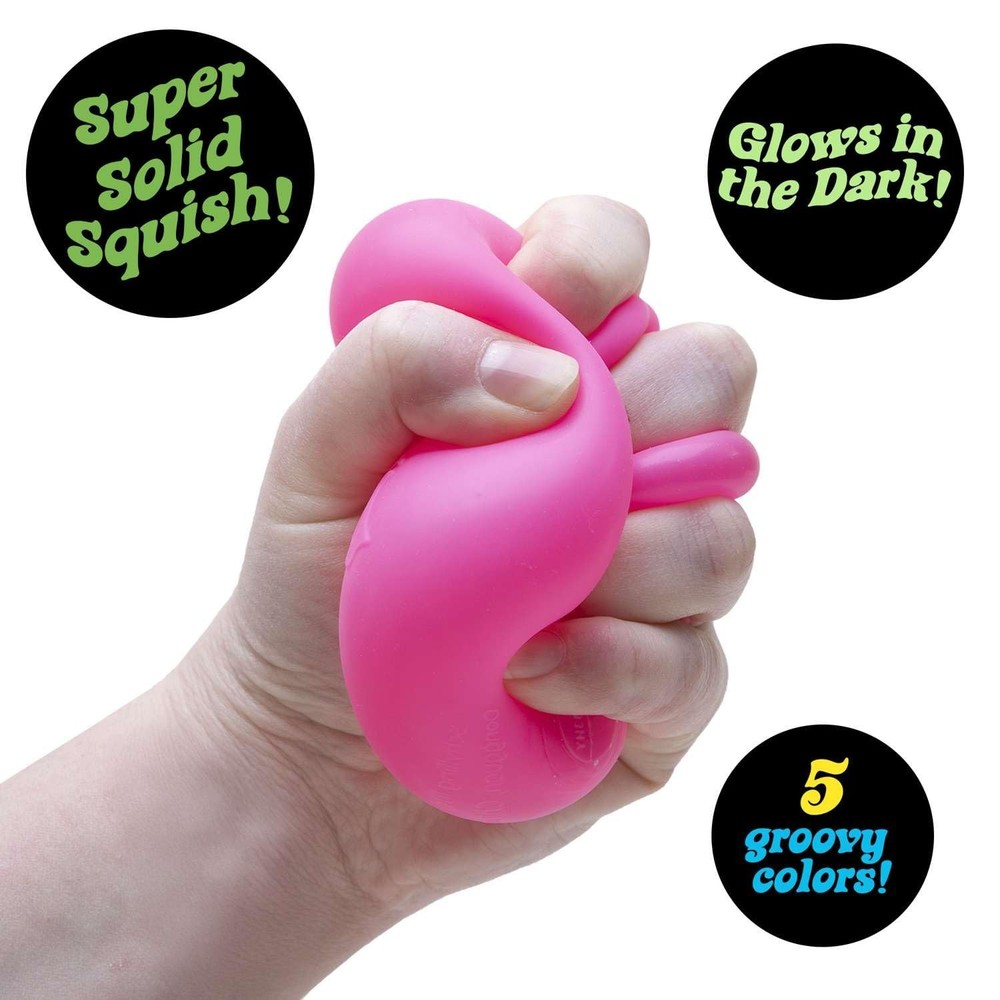 Schylling NeeDoh Nice Cube Glow - Sensory Toy, Super Solid Squish, Glows!