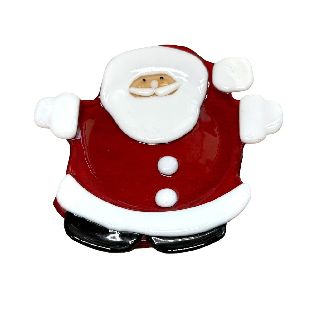 Glass Santa Claus Dish Multiple Uses EUC