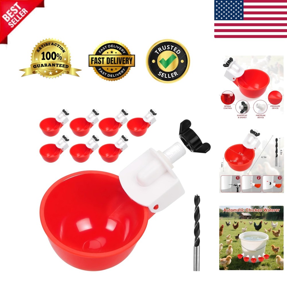 Versatile Automatic Poultry Waterer - 8 Leakproof Cups for Exceptional Use