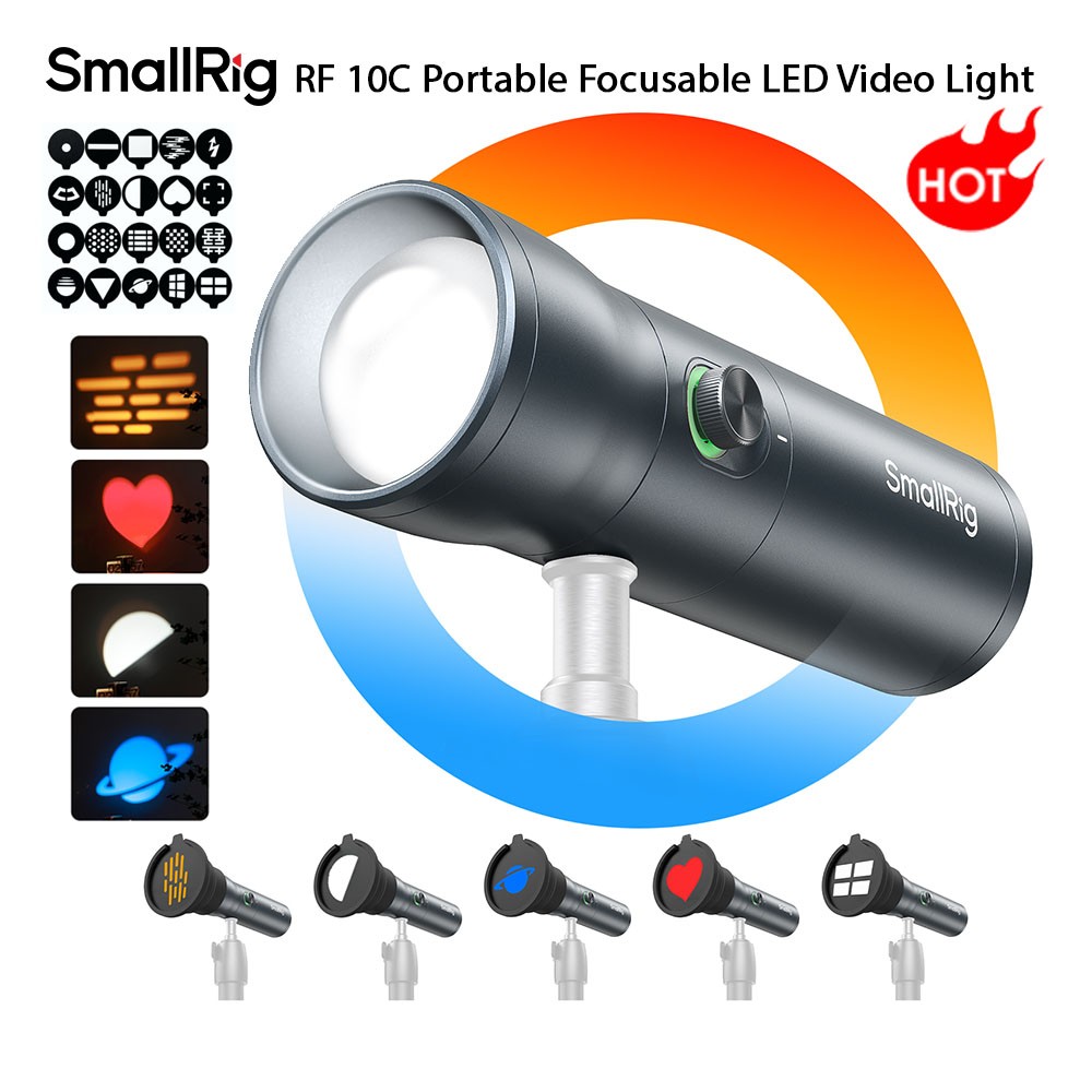 SmallRig RF 10C Mini Spotlight RGB LED Video Light with 20 Pcs Filters