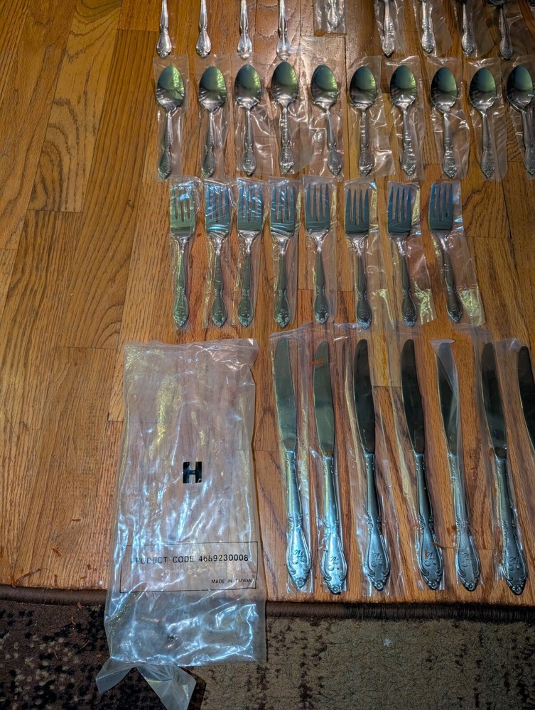 Custom Craft Flatware & Serving Bundle 51 Pieces Monogrammed H-8 Place Settings
