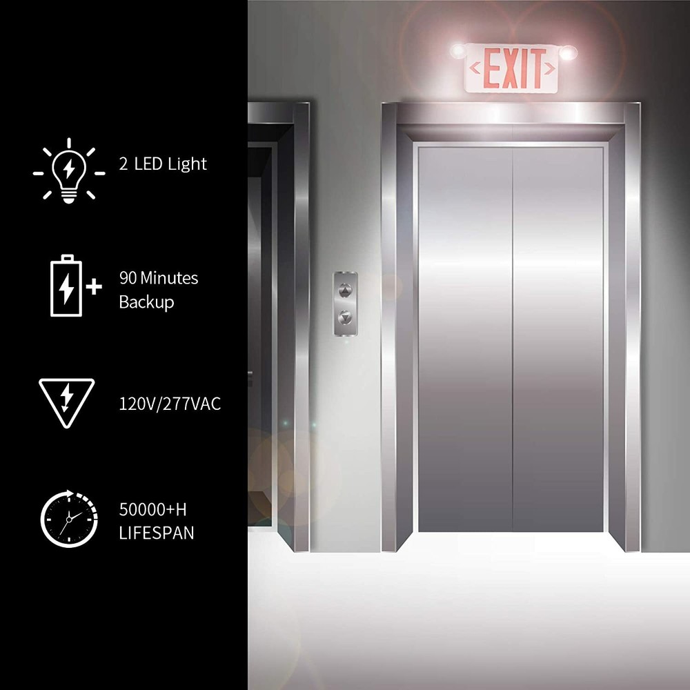 12Pack Red LED Exit Sign,UL-Listed Emergency Light -Dual Lamp ABS FireResistance