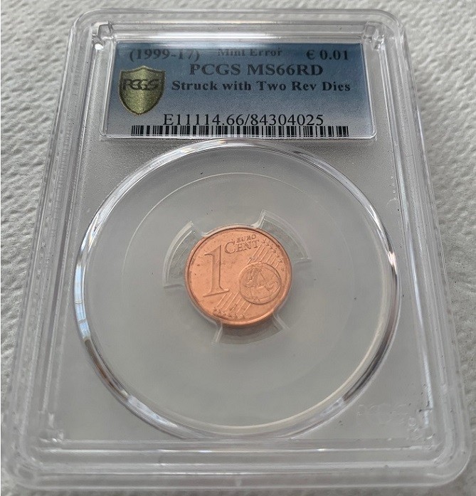 EURO CENT MULE - struck with 2 reverse dies - PCGS MS-66RED