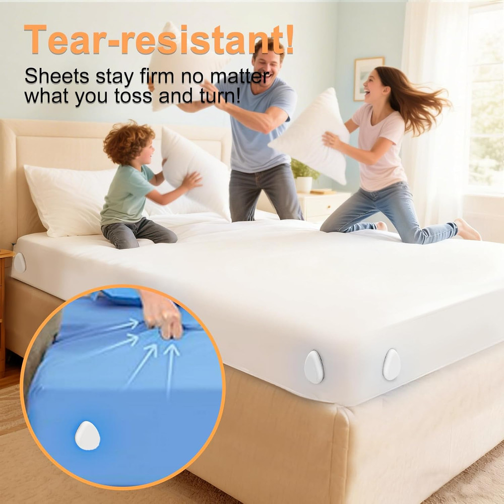 Bed Sheet Holders for Corners: 4 Pack Twist-Cap Clips Keep Sheets Tight Heavy-Du