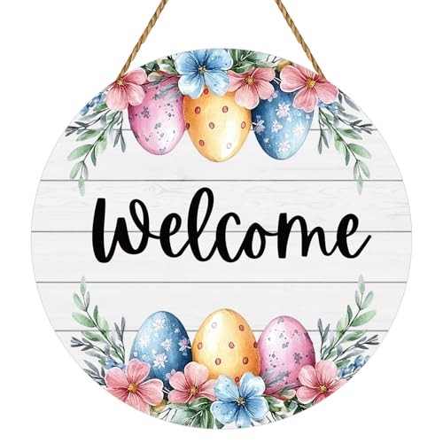 Easter Wreath Easter Door Decorations Cute Easter Eggs Hanging Sign Spring