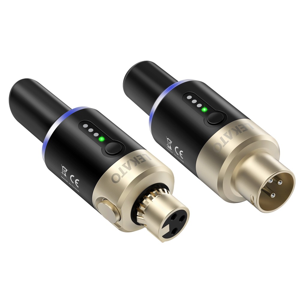 LEKATO Wireless Microphone System Transmitter Receiver 5.8GHz Plug On XLR 100FT