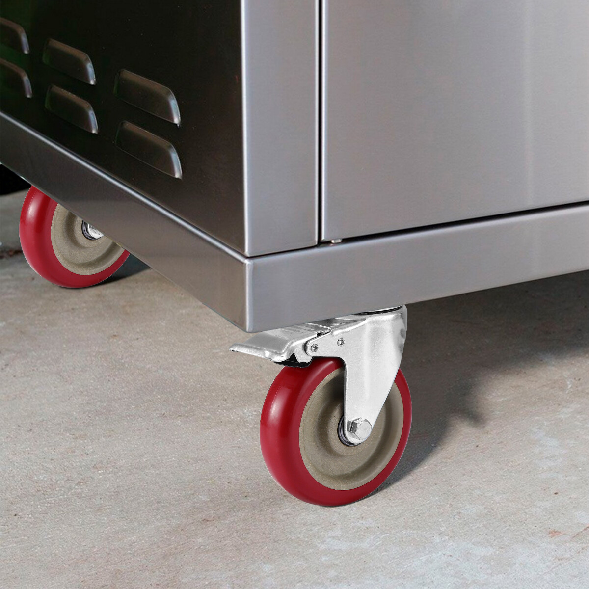 8 Pack Heavy Duty 4'' Caster Wheels Swivel Plate Polyurethane Wheels w/Brake US