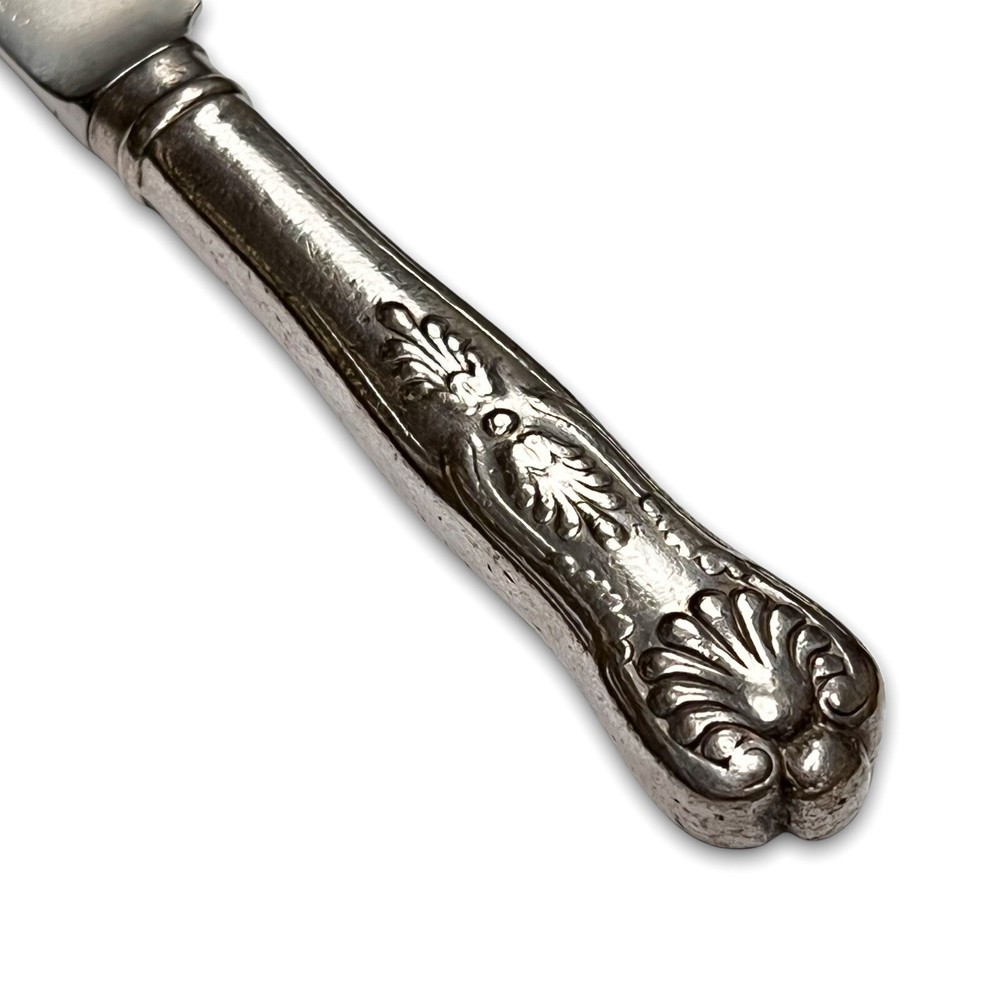 Kings Silver Plate Dinner Knife Flatware Glossy Shell Tip 8 3/8