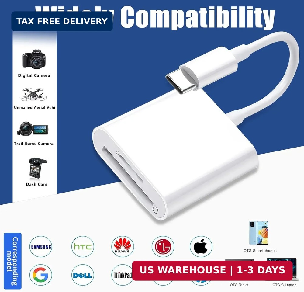 USB C SD Card Reader, Type C SD Card Reader, Supports SD and MicroSD Memory Card