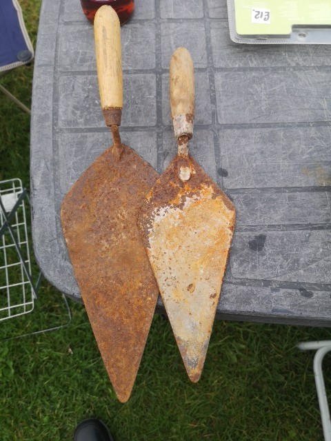 2 X Vintage Trowels Pointing Bricklayers Tool Bundle Trowel