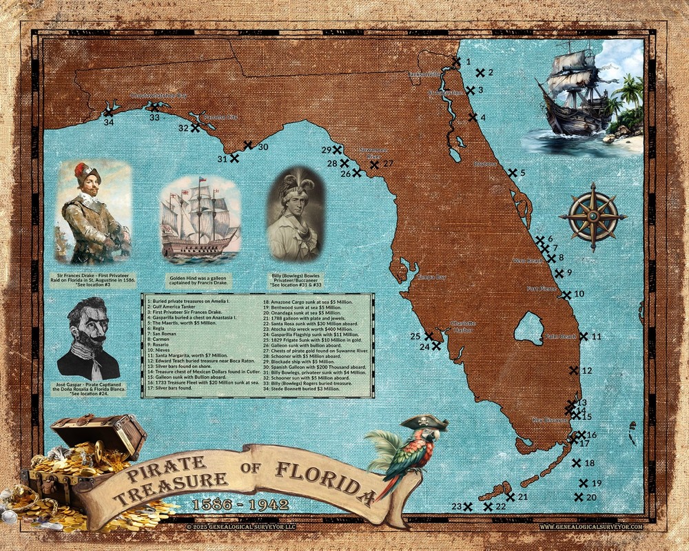 Pirate Treasure Map of Florida