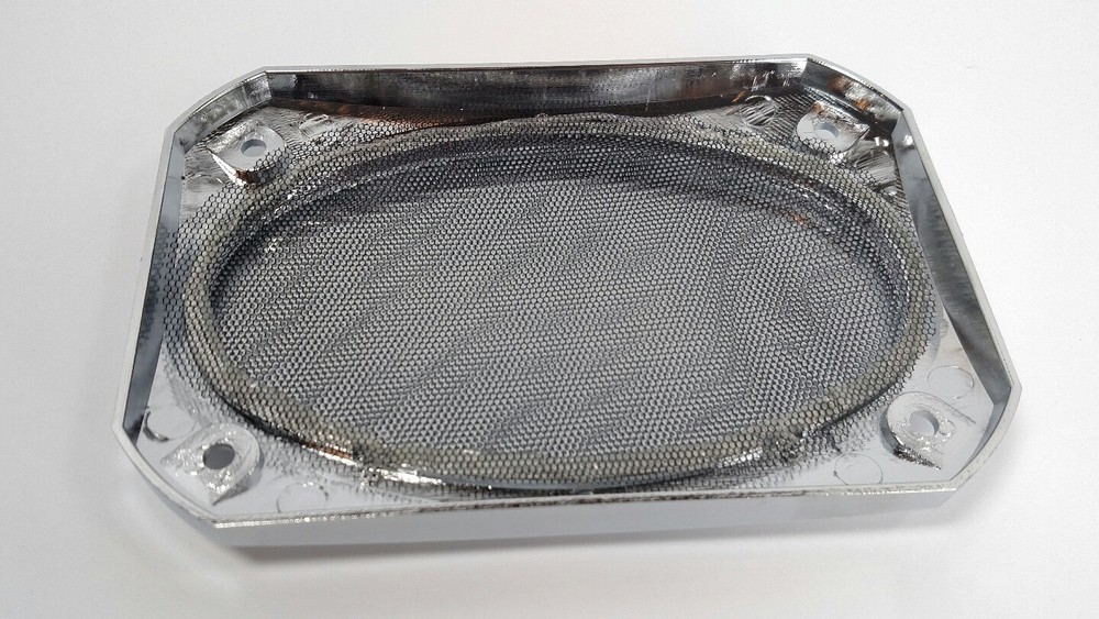 Pair Rectangular Chrome 6-3/8" x 4-5/16" Semi Truck Speaker Covers for Peterbilt