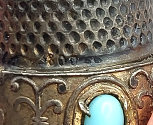 Antique Silver 800 and Turquoise Thimble