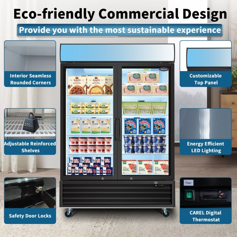 54" Glass Door Merchandiser Freezer 44.7Cu.ft Commercial Display Upright Freezer