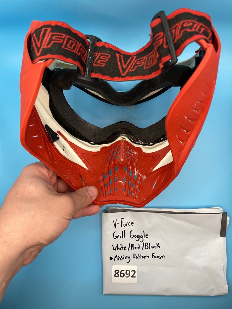 V-Force Grill Goggle White/Red/Black (Missing Bottom Foam)