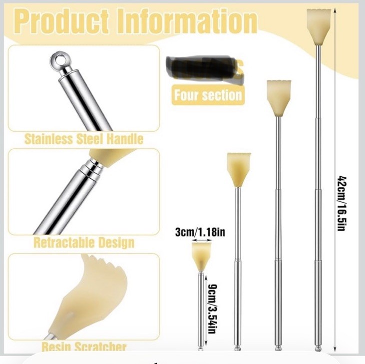 6 x Metal Back Scratcher Telescopic Extendable Itching Aid,lightweight ,6pcs